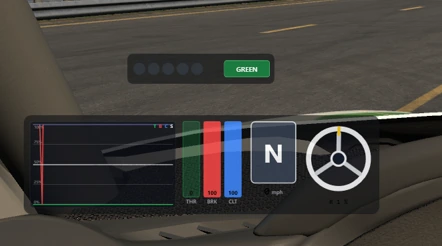 FRE telemetry and driver input overlays inside an iRacing cockpit