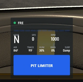 FRE pacing, session and race control overlays during an iRacing caution